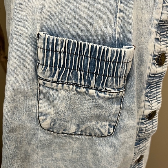 POL Washed‎ Denim Button Front Spaghetti Strap Dress Size M - Picture 5 of 9